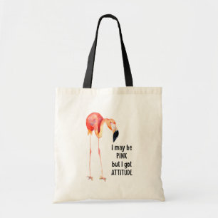 Kvinnlig Rosa Flamingo med attityder Tygkasse