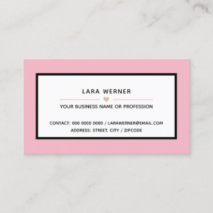 kvinnlig rosa modern rektangulär professionell visitkort