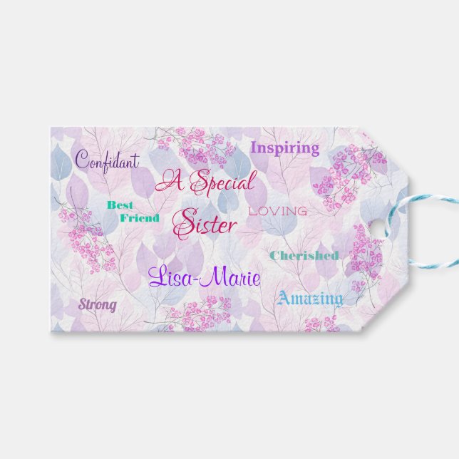 Kvinnlig Rosa Speciell Systertänkande Hjärtlig Presentetikett (Framsidan (Horisontell))