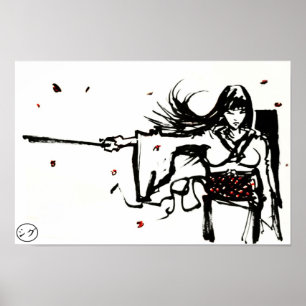 Kvinnlig Samuraiaffisch Poster