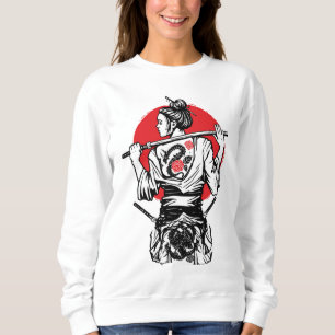 Kvinnlig Samurajkrigare – Drakrosen Tatuering Japa T Shirt