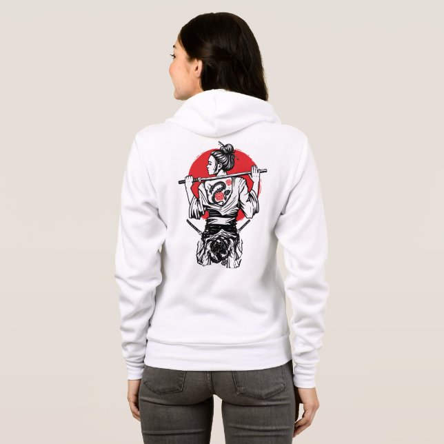 Kvinnlig Samurajkrigare – Drakrosstatuering Japan T Shirt (Hel baksida)