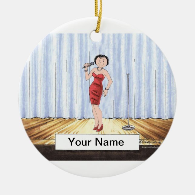 Kvinnlig sångare - julgransprydnad keramik (Framsidan)