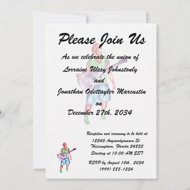 Kvinnlig sångmusiker med akustisk gitarr inbjudningar (Framsida)