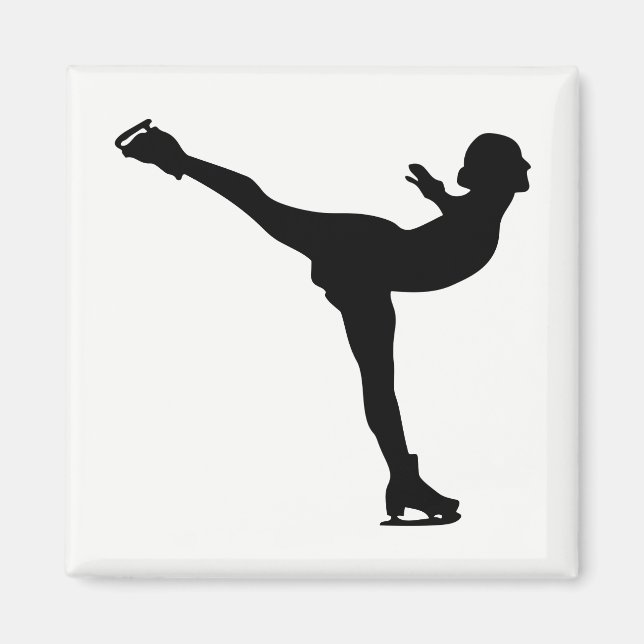 Kvinnlig siluett som åker skridskor magnet (Framsidan)