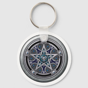 Kvinnlig silverPaganPentacle Nyckelring