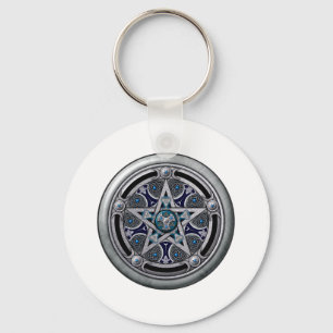 Kvinnlig silverPaganPentacle Nyckelring