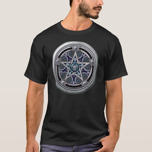 Kvinnlig silverPaganPentacle Tee (Framsida)