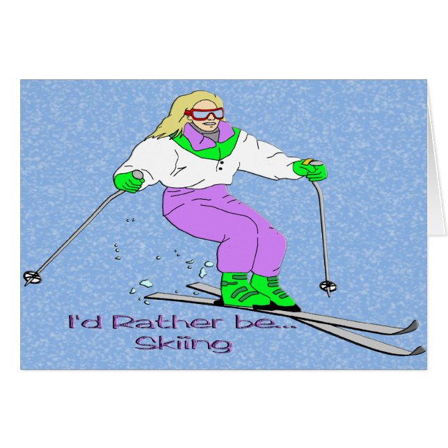 Kvinnlig Skier Hälsningskort (Framsidan Horizontal)