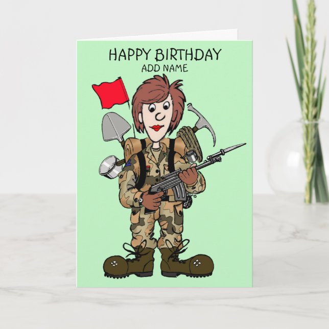 Kvinnlig soldat kort (Framsida)