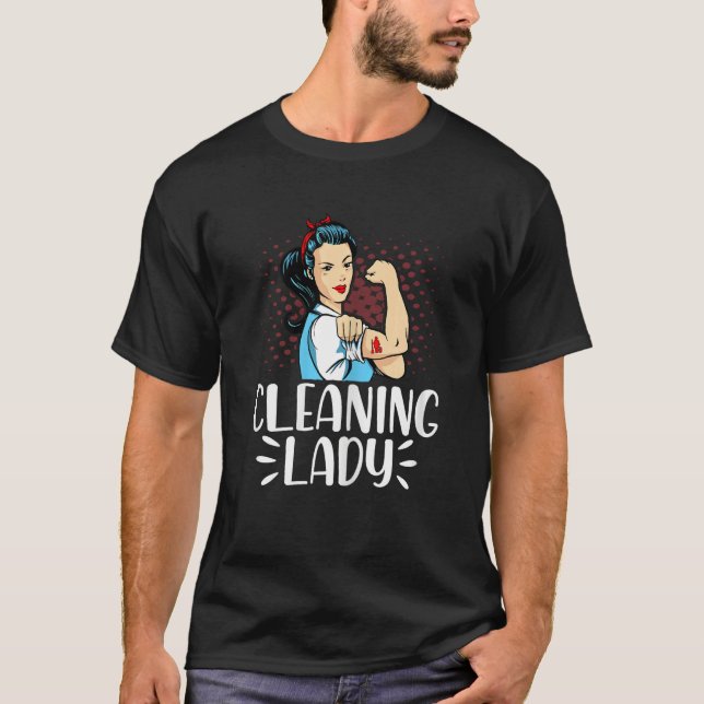 Kvinnlig städare husstädning husfru t shirt (Framsida)