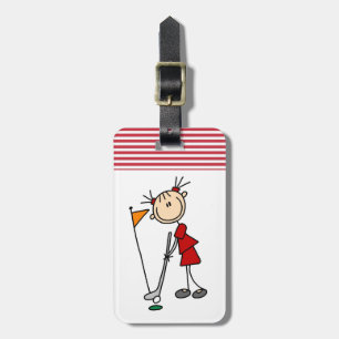Kvinnlig stick figurgolfare bagagebricka