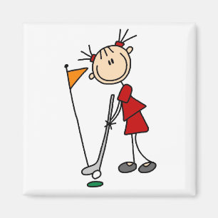 Kvinnlig stick figurgolfare magnet