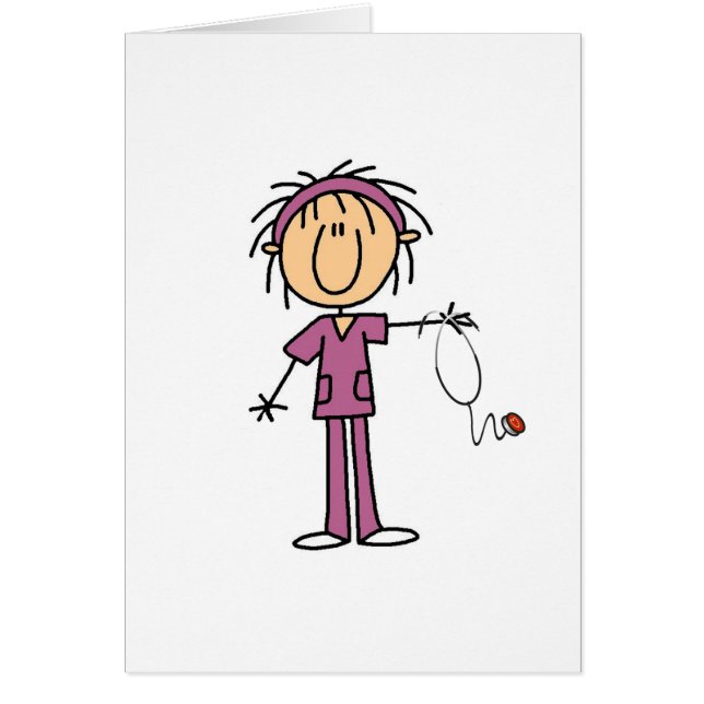 Kvinnlig stick figursjuksköterska OBS kort (Framsidan)