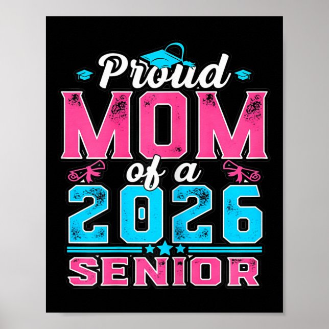 Kvinnlig stolt senior mamma 2026 examensfest stämn poster (Framsidan)