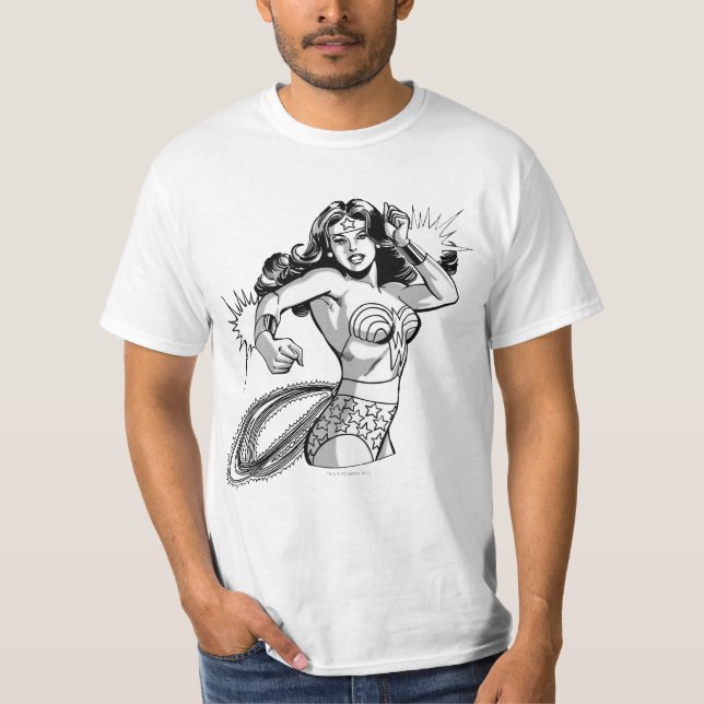  kvinnlig svartvitt-försvarare t-shirt (Framsida)