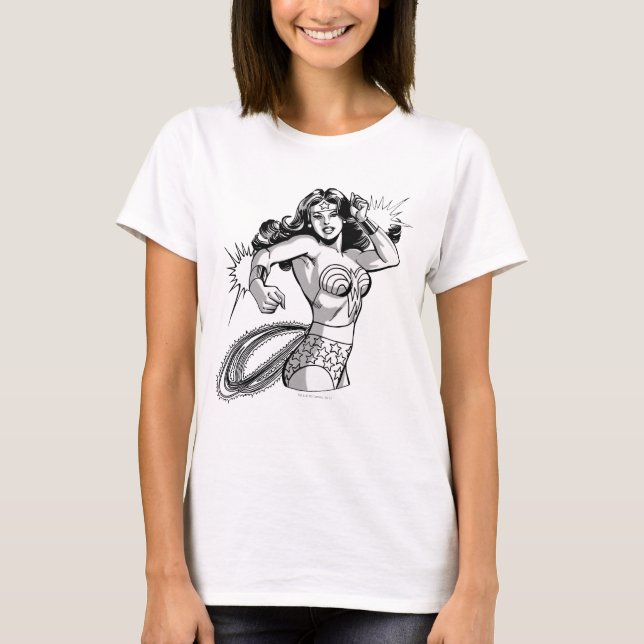  kvinnlig svartvitt-försvarare t-shirt (Framsida)