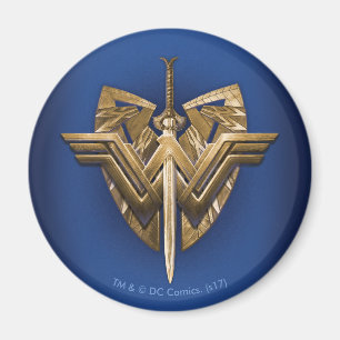 kvinnlig symbol med ett ord av rättvisa magnet