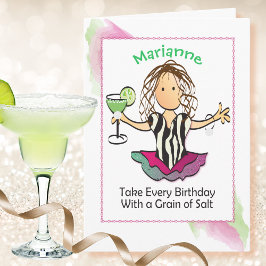 Kvinnlig Tecknad Margarita Funny som säger födelse Kort