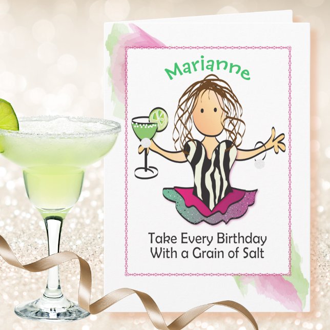 Kvinnlig Tecknad Margarita Funny som säger födelse Kort (Skapare uppladdad)