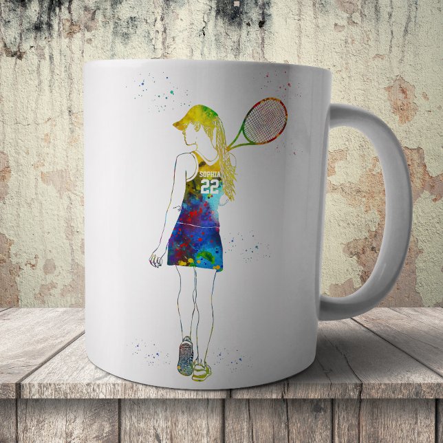 Kvinnlig tennisspelare kaffemugg (Skapare uppladdad)
