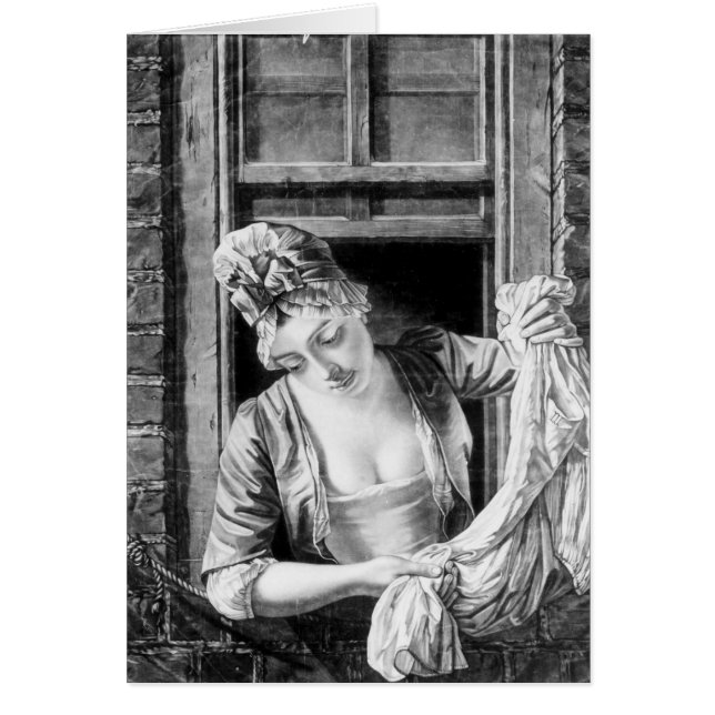 Kvinnlig tvättande hälsningskort (Framsidan)