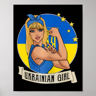 Kvinnlig ukrainsk flicka Ukrainska flaggans Merch Poster