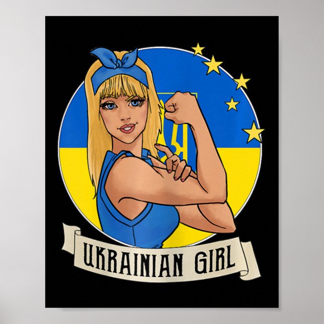 Kvinnlig ukrainsk flicka Ukrainska flaggans Merch  Poster (Framsidan)