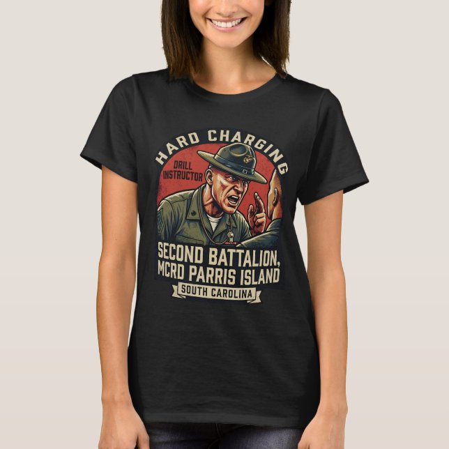 Kvinnlig USMC Hårdtränande Drill Instruktör Parris T Shirt (Framsida)