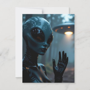 Kvinnlig utomjordisk utomjording och UFO Vykort