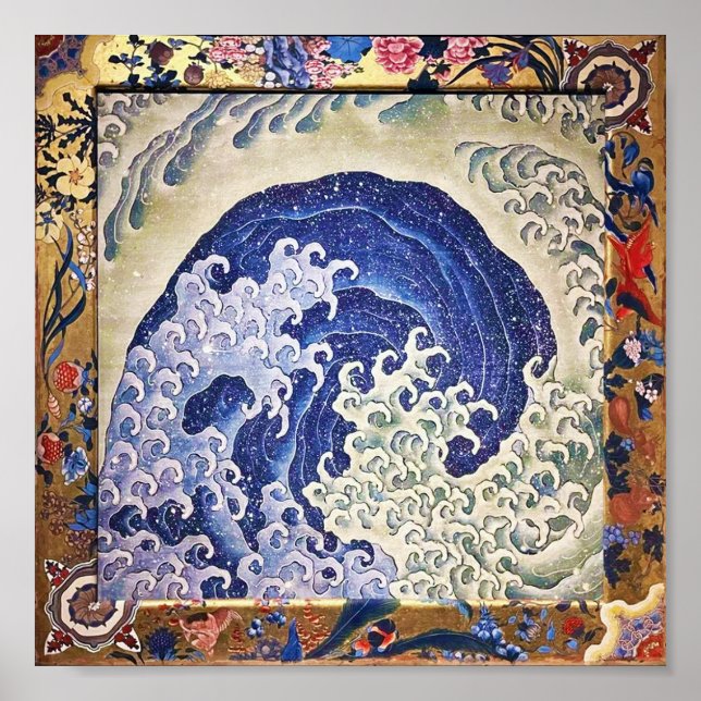 Kvinnlig våg, Hokusai Poster (Framsidan)
