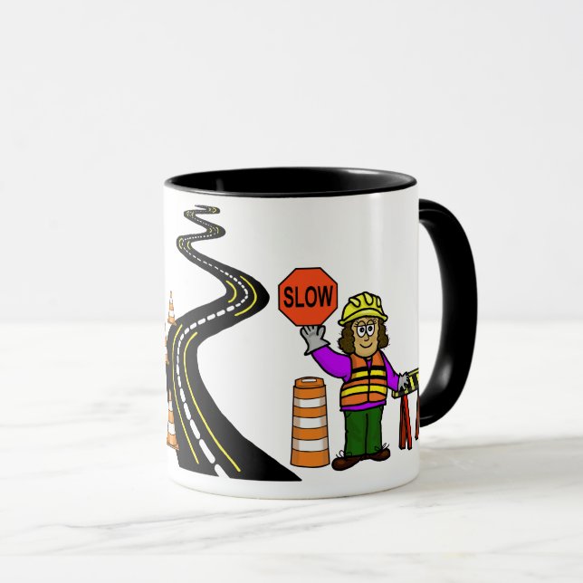 Kvinnlig vägarbetstrafik Mugg (Framsida höger)