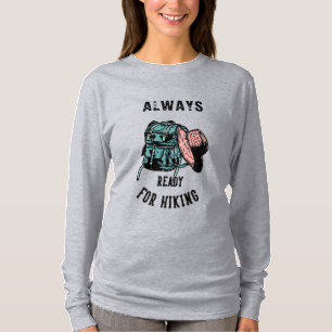 Kvinnlig vandringsryggsäckshatt alltid redo t shirt