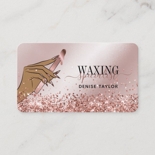 Kvinnlig vaxningstekniker i vax ro guld visitkort (Framsida)