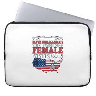 Kvinnlig veteran makt patriotisk vintage skjorta d laptop fodral