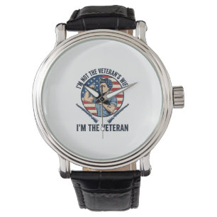 Kvinnlig Veteran Patriotisk Vintage Gravyr T-Shirt Armbandsur