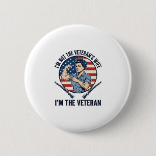 Kvinnlig Veteran Patriotisk Vintage Gravyr T-Shirt Knapp