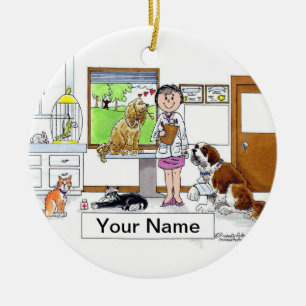 Kvinnlig veterinär - julgransprydnad keramik