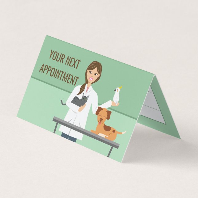 Kvinnlig veterinär - kundmöte visitkort (Framsida)