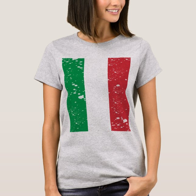 kvinnlig Vintage Retro Italienska Flagga Europa T Shirt (Framsida)
