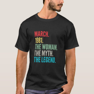 Kvinnlig Vintage Retro Mars 1981 40 Födelsedag 40 T Shirt