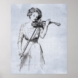 Kvinnlig violin-affisch poster