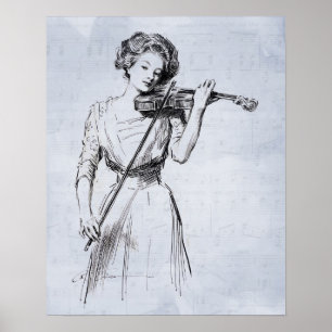 Kvinnlig violin-affisch poster