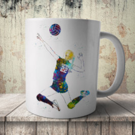 Kvinnlig volleybollspelare kaffemugg