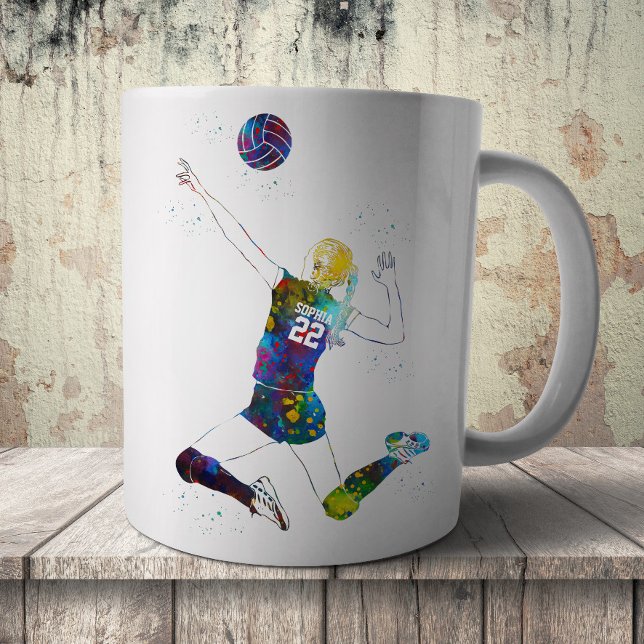 Kvinnlig volleybollspelare kaffemugg (Skapare uppladdad)