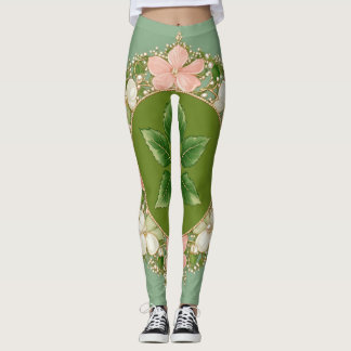Kvinnliga baljväxter med pastal blommigt leggings