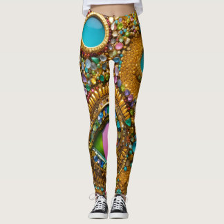 Kvinnliga baljväxter med sten och ädelstenar leggings