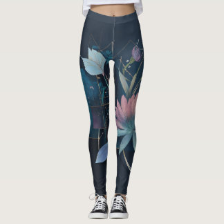 Kvinnliga ben med söta blommigtar leggings