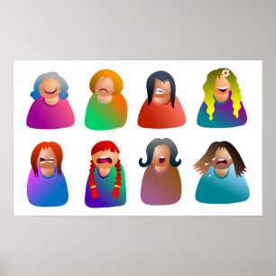Kvinnliga Emoticons Poster