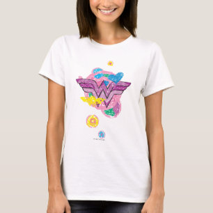 kvinnliga färgade skript tee shirt